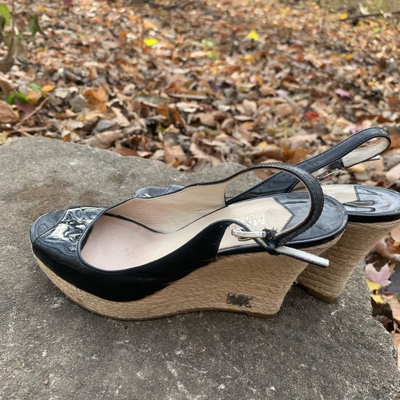 Michael Kors sandals black open toe MK Zoe Sling Patent Pumps Size 7M - Picture 6 of 7